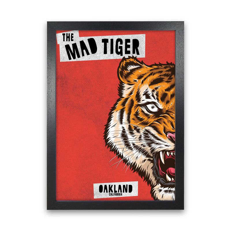 The Mad Tiger Art Print by Jason Stanley Black Grain