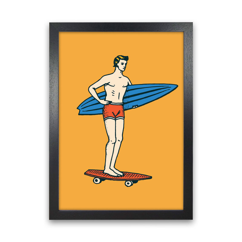 Gone Surfin' Art Print by Jason Stanley Black Grain