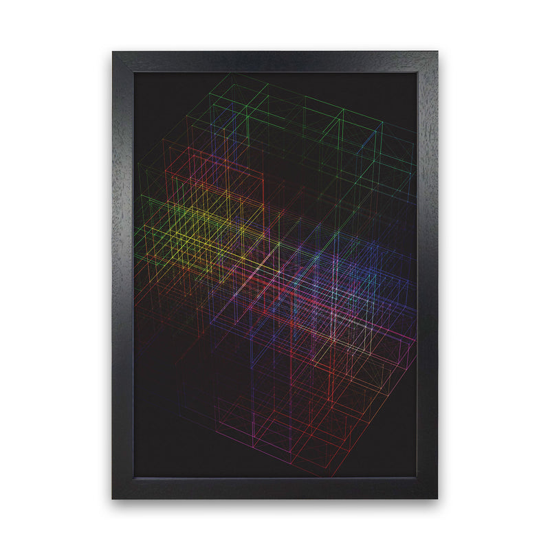 Laser Cube Art Print by Jason Stanley Black Grain