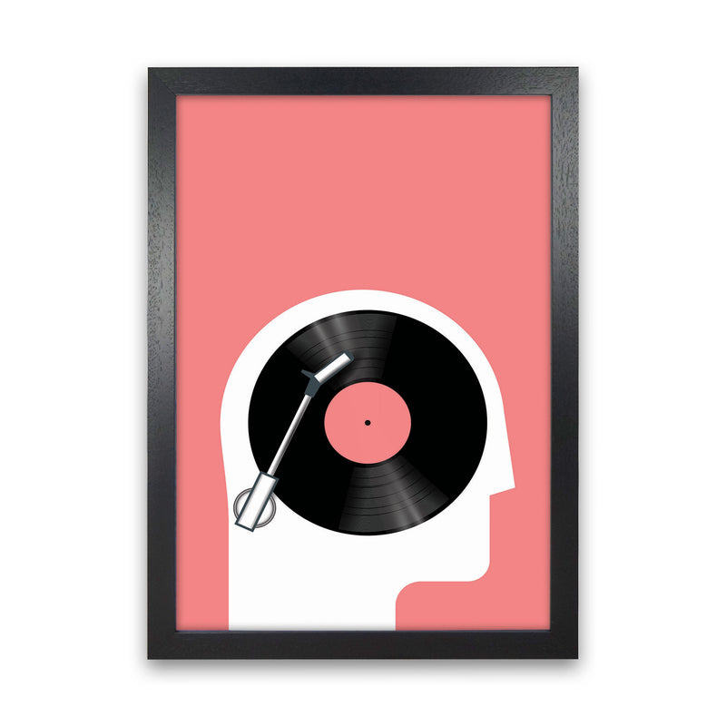 Listen To Records Art Print by Jason Stanley Black Grain