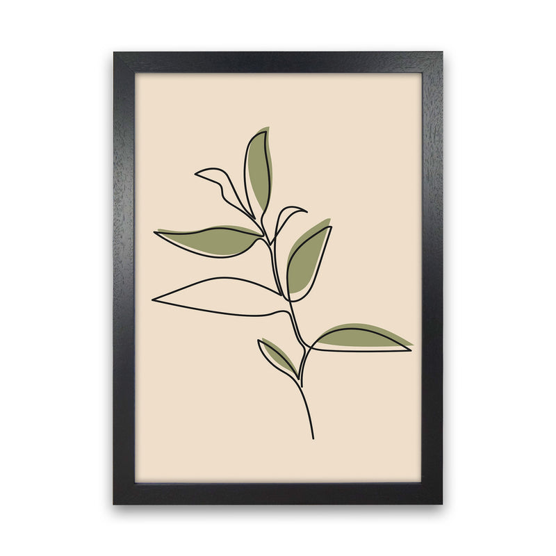 Abstract One Line Leaf Drawing I Art Print by Jason Stanley Black Grain