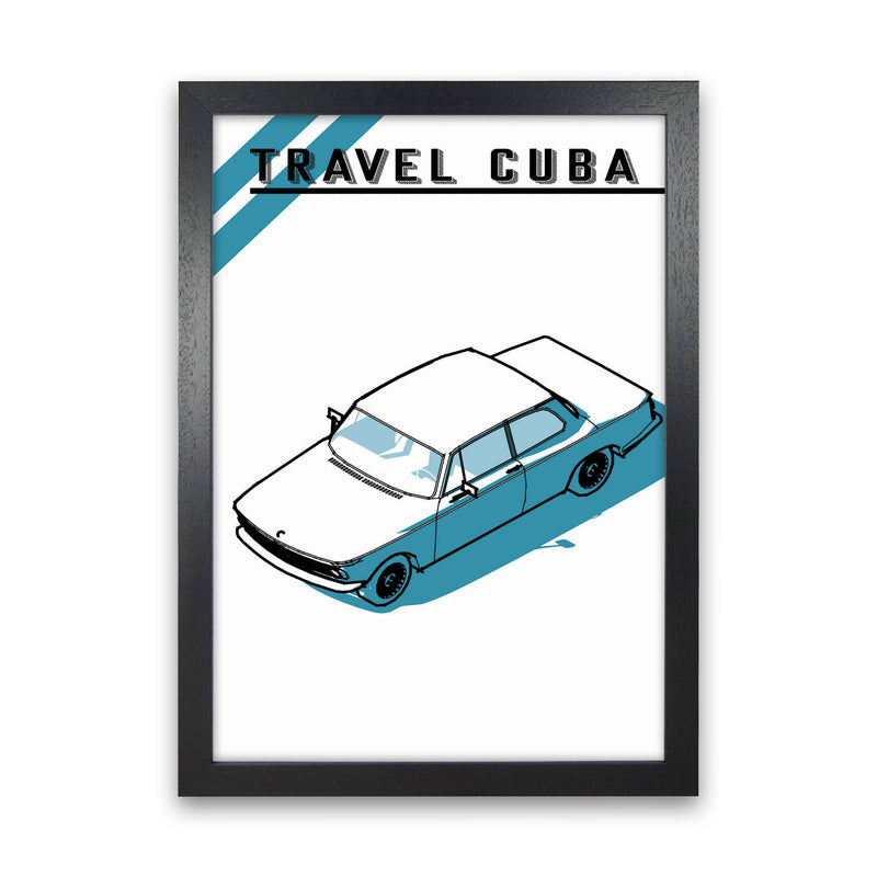 Travel Cuba Blue Car Art Print by Jason Stanley Black Grain