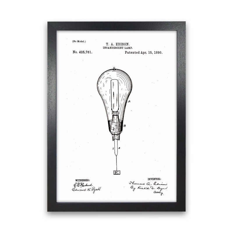Incandescent Light Bulb Patent Art Print by Jason Stanley Black Grain