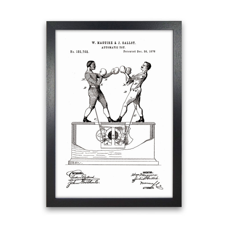 Automatic Boxing Toy Patent Art Print by Jason Stanley Black Grain