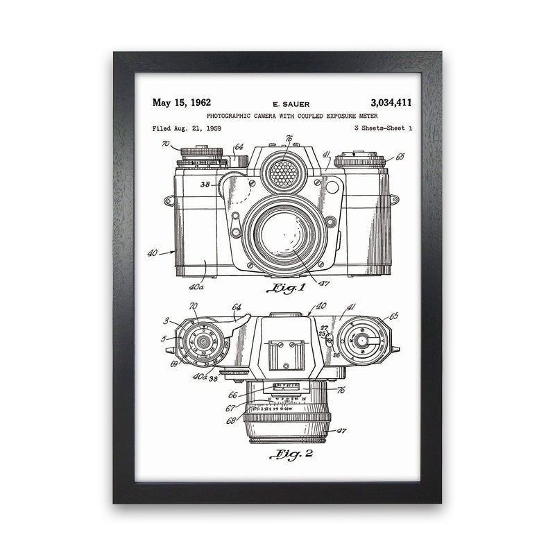 Photographic Camera Patent Art Print by Jason Stanley Black Grain