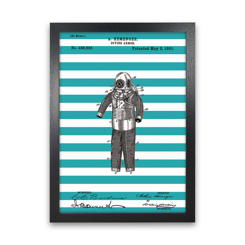 Diving Armor Patent Stripe Art Print by Jason Stanley Black Grain