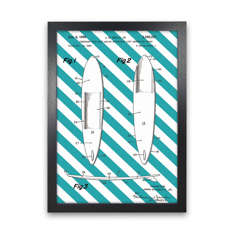 Surfboard Patent Side Stripe Art Print by Jason Stanley Black Grain