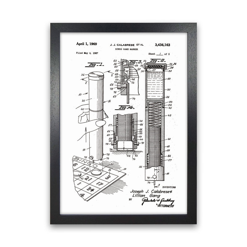 Bingo Game Marker Patent Art Print by Jason Stanley Black Grain