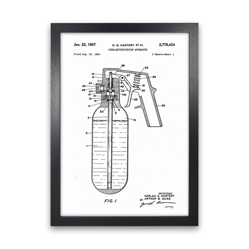 Fire Extinguisher Patent Art Print by Jason Stanley Black Grain