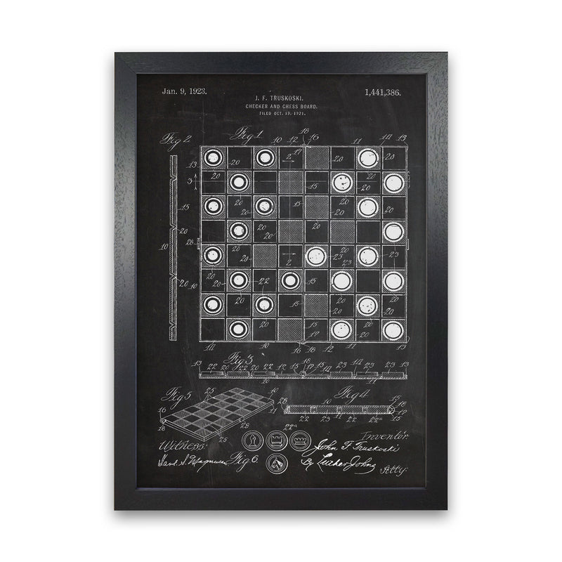 Chess And Checkers Patent Art Print by Jason Stanley Black Grain
