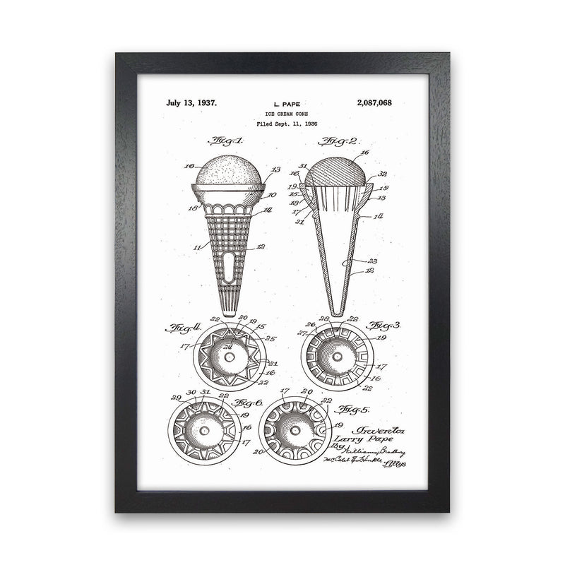 Ice Cream Cone Patent Art Print by Jason Stanley Black Grain