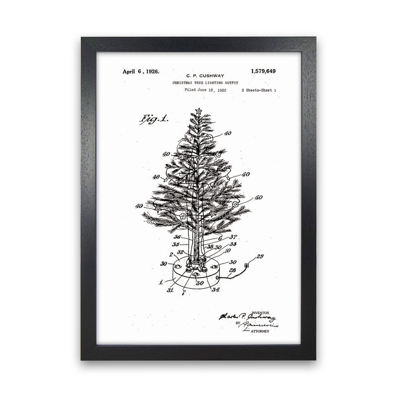 Christmas Tree Patent Art Print by Jason Stanley Black Grain