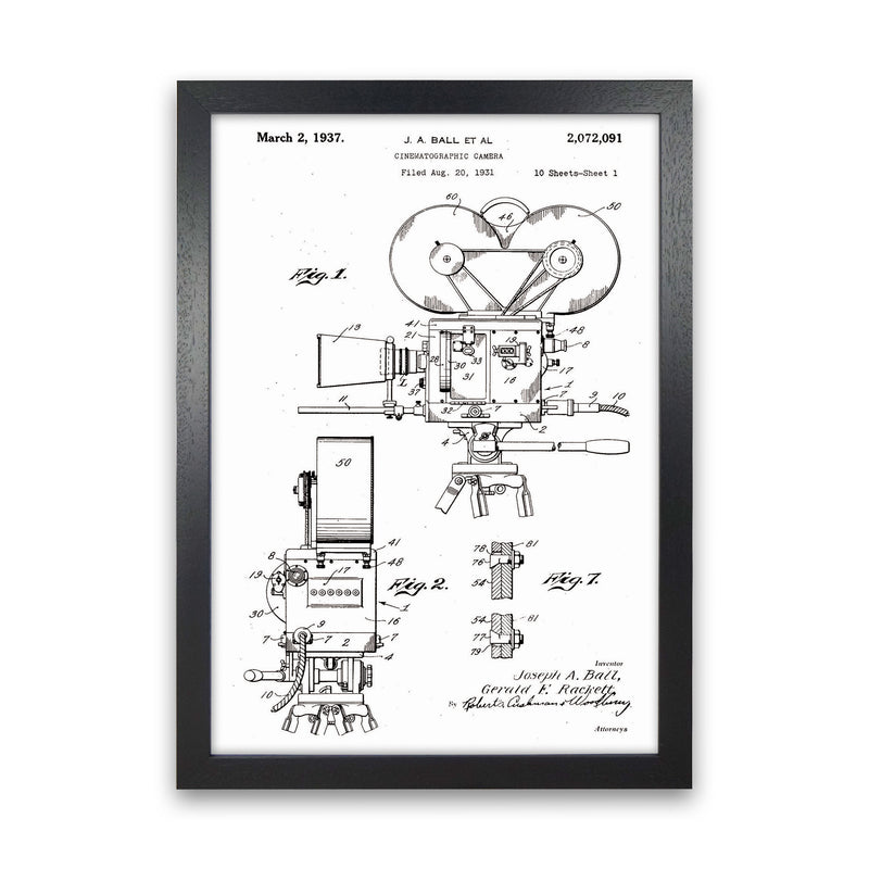 Cinema Camera Patent Art Print by Jason Stanley Black Grain