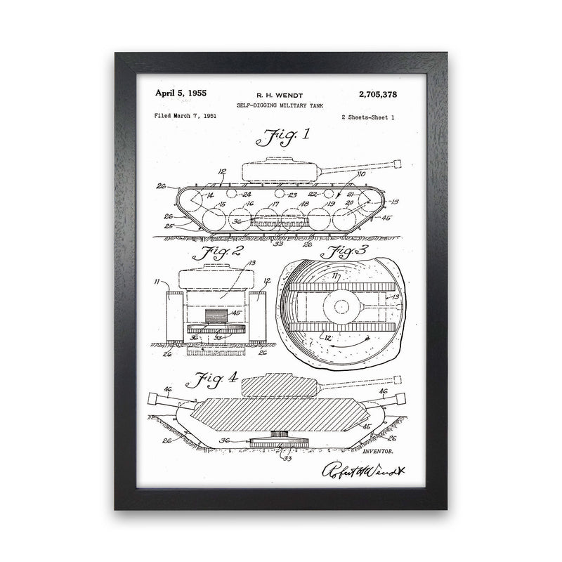 Military Tank Patent Art Print by Jason Stanley Black Grain