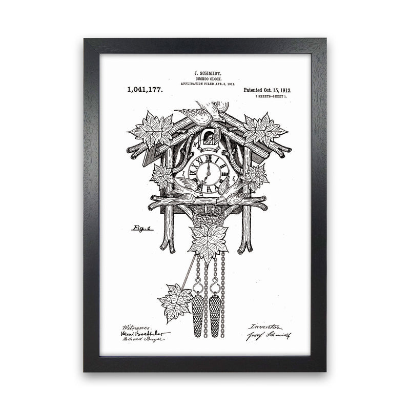 Cuckoo Clock Patent Art Print by Jason Stanley Black Grain