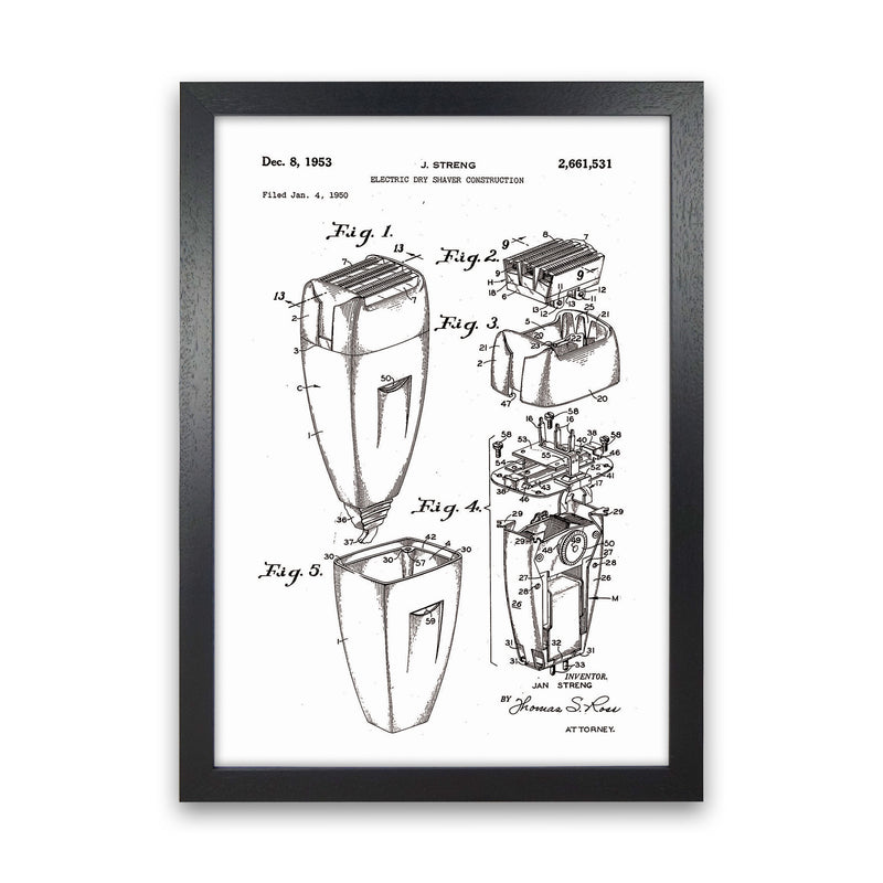 Electric Razor Patent Art Print by Jason Stanley Black Grain