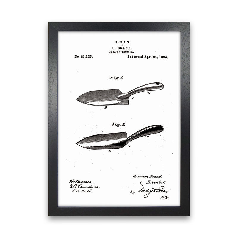 Garden Shovel Patent Art Print by Jason Stanley Black Grain