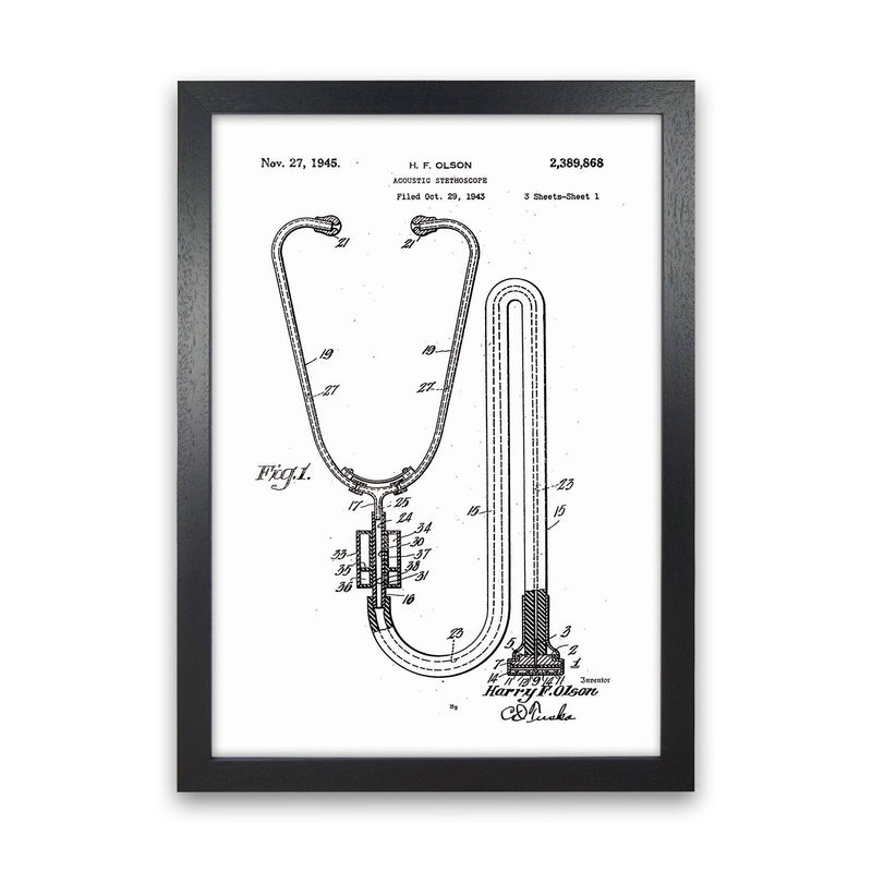 Stethoscope Patent Art Print by Jason Stanley Black Grain