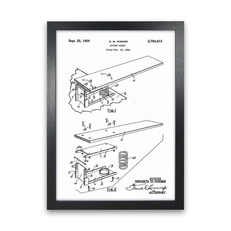 Diving Board Patent Art Print by Jason Stanley Black Grain