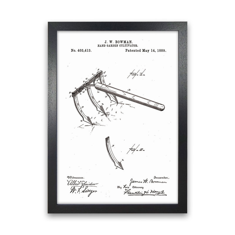 Garden Tool Patent Art Print by Jason Stanley Black Grain