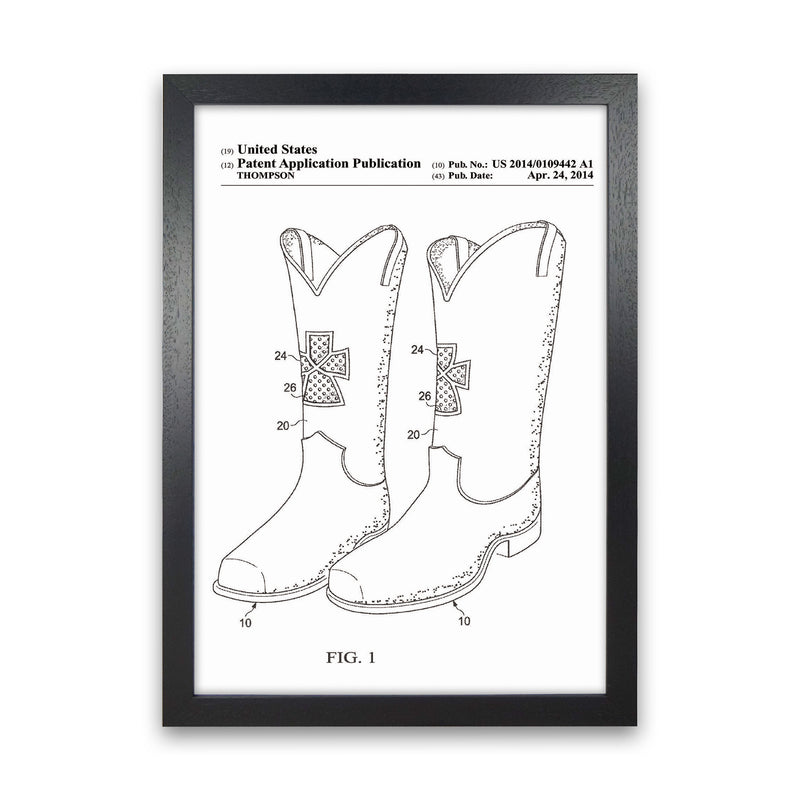 Cowboy Boots Patent Art Print by Jason Stanley Black Grain