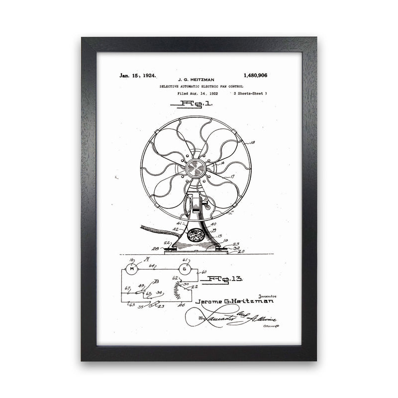 Electric Fan Patent Art Print by Jason Stanley Black Grain