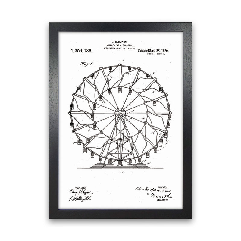 Ferris Wheel Patent Art Print by Jason Stanley Black Grain