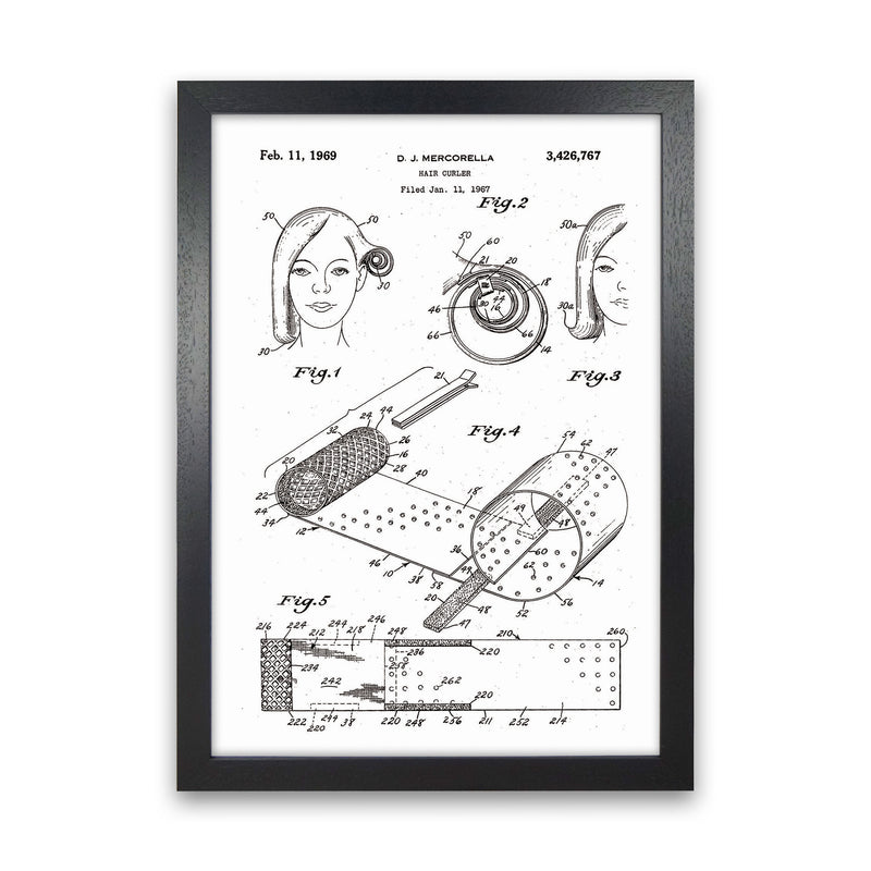 Hair Curler Patent Art Print by Jason Stanley Black Grain