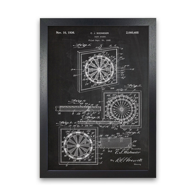 Dart Board Patent Art Print by Jason Stanley Black Grain