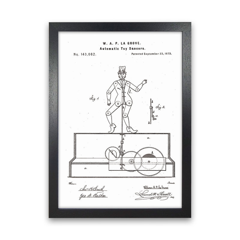 Toy Dancer Patent Art Print by Jason Stanley Black Grain