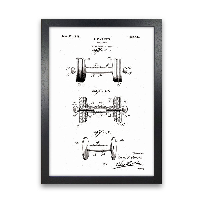 Dumb Bell Patent Art Print by Jason Stanley Black Grain