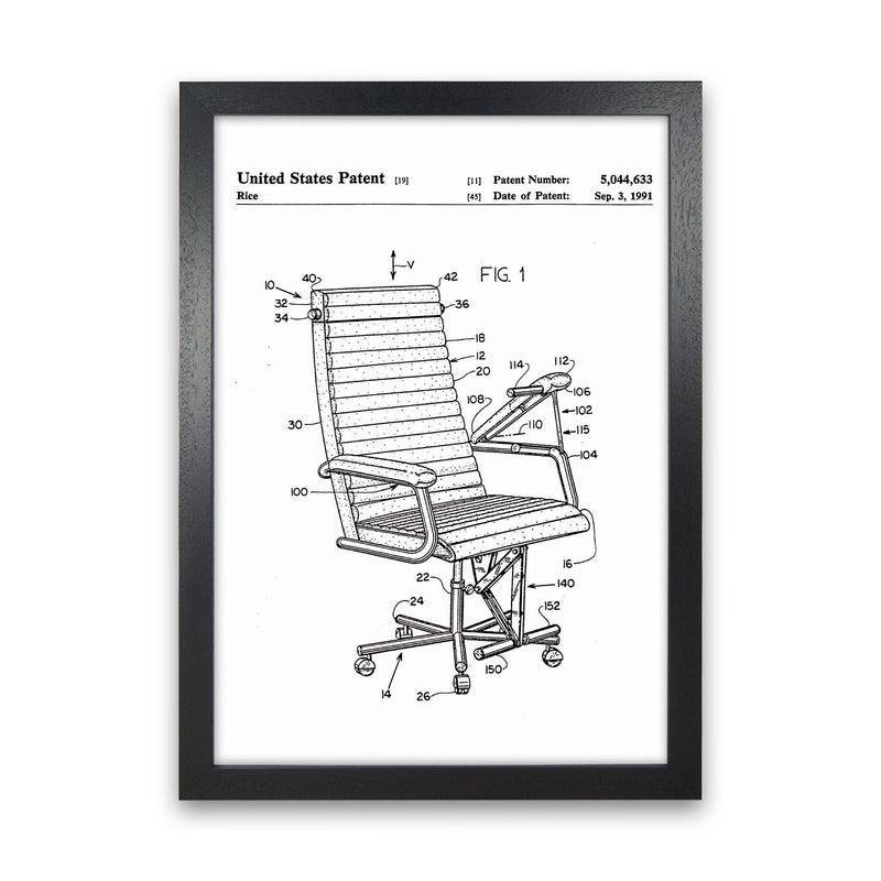 Desk Chair Patent Art Print by Jason Stanley Black Grain