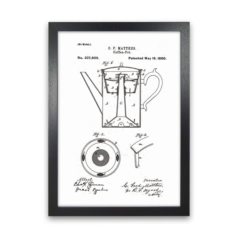 Coffee Pot Patent Art Print by Jason Stanley Black Grain