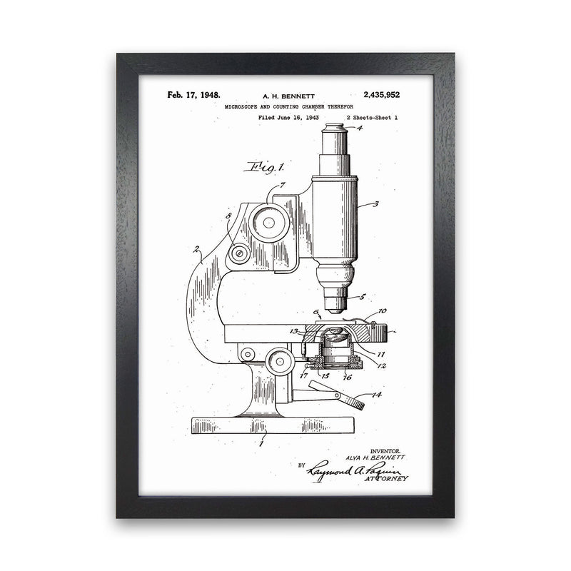 Microscope Patent Art Print by Jason Stanley Black Grain
