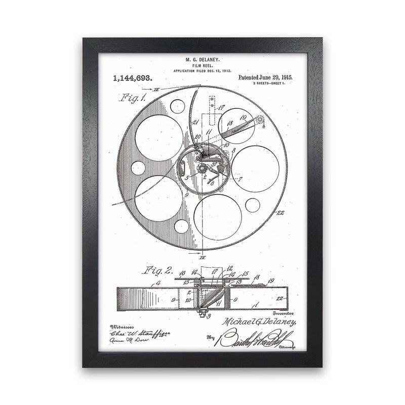 Film Reel Patent Art Print by Jason Stanley Black Grain