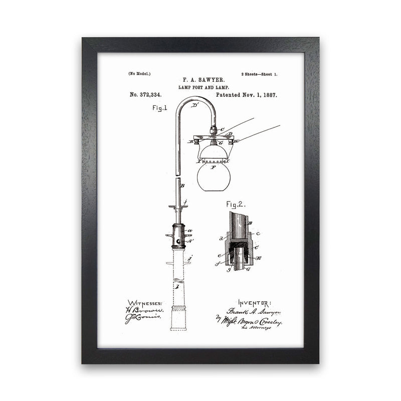 Lamp Post Patent Art Print by Jason Stanley Black Grain
