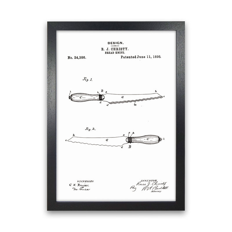 Bread Knife Patent Art Print by Jason Stanley Black Grain