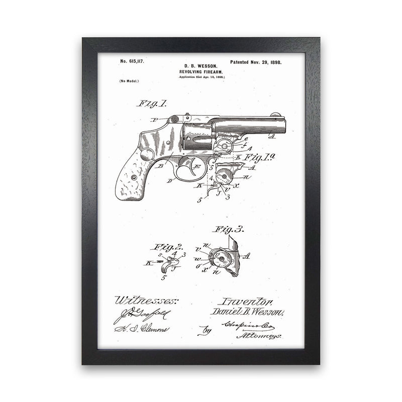 Revolver Patent Art Print by Jason Stanley Black Grain