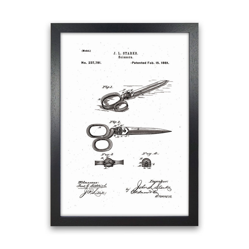 Scissors Patent Art Print by Jason Stanley Black Grain