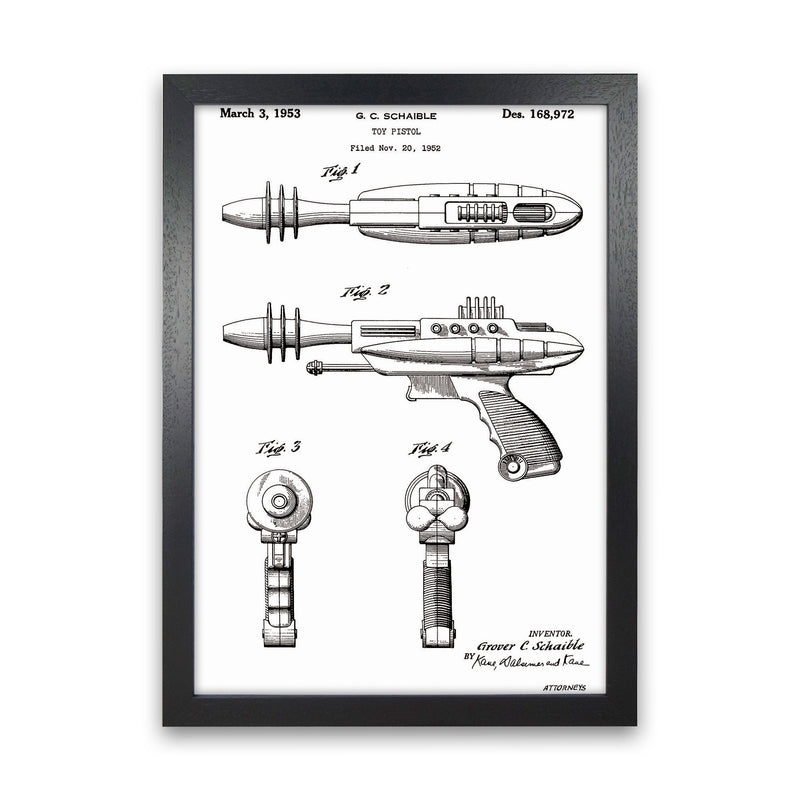 Ray Gun Patent Art Print by Jason Stanley Black Grain