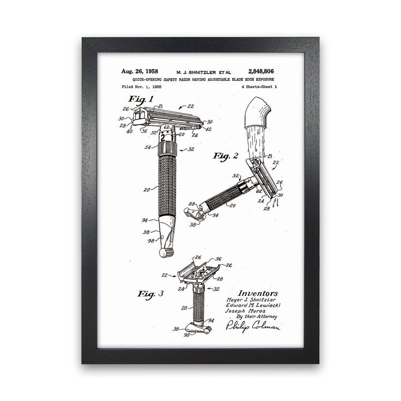 Razor Patent 2 Art Print by Jason Stanley Black Grain