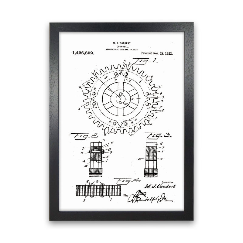 Cogwheel Patent Art Print by Jason Stanley Black Grain