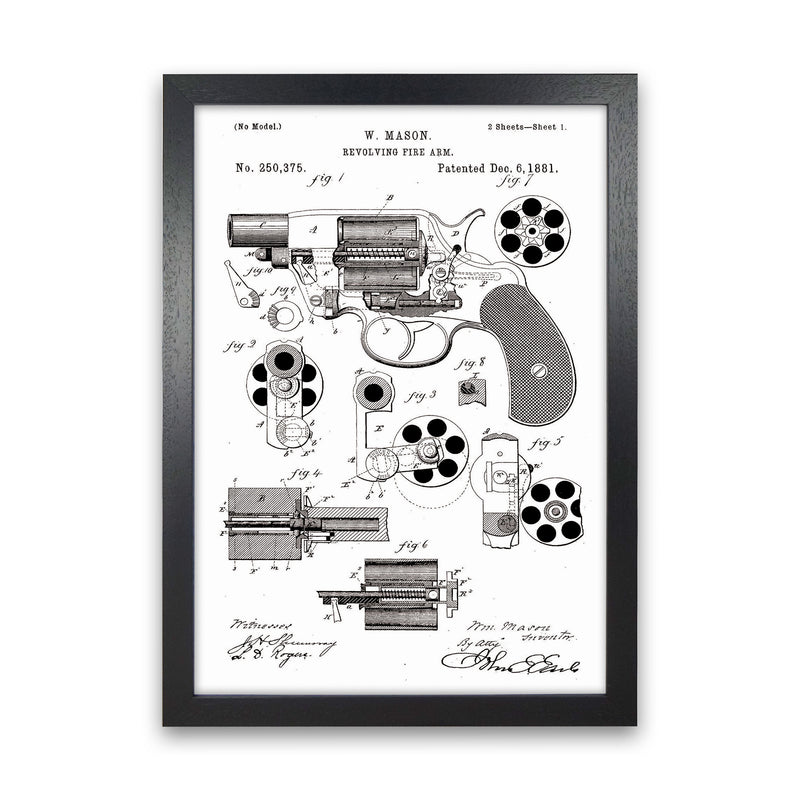 Hand Gun Patent Art Print by Jason Stanley Black Grain