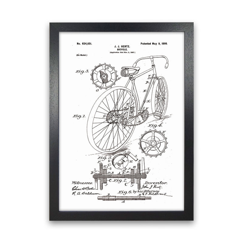 Bicycle Patent Art Print by Jason Stanley Black Grain