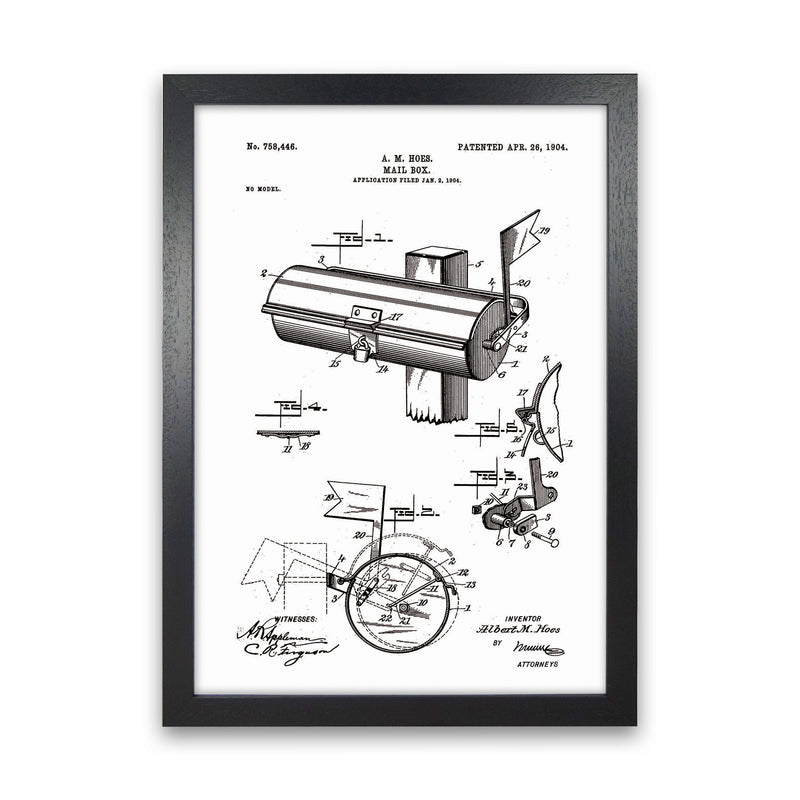 Mailbox Patent Art Print by Jason Stanley Black Grain