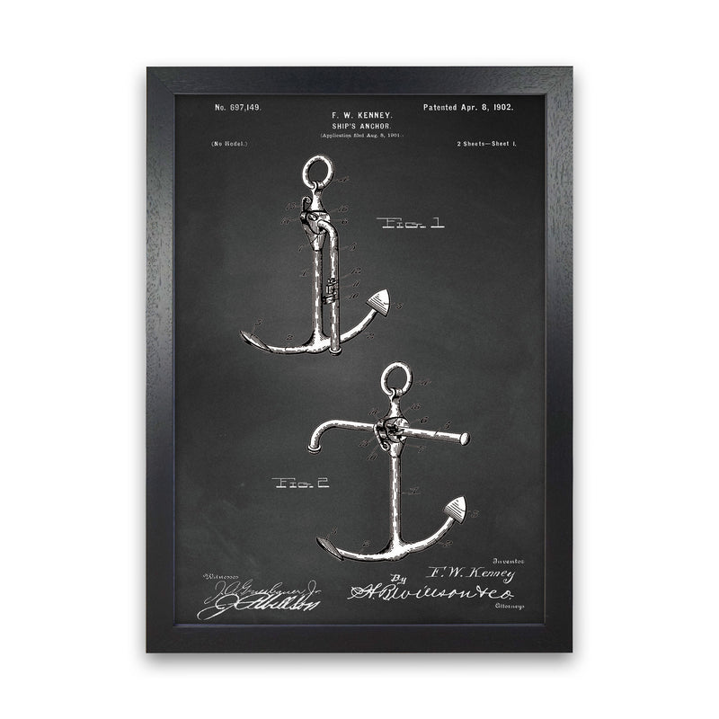 Anchor Patent 1 Art Print by Jason Stanley Black Grain