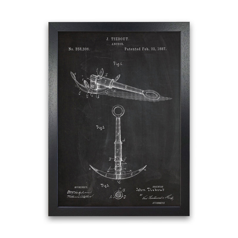 Anchor Patent Art Print by Jason Stanley Black Grain