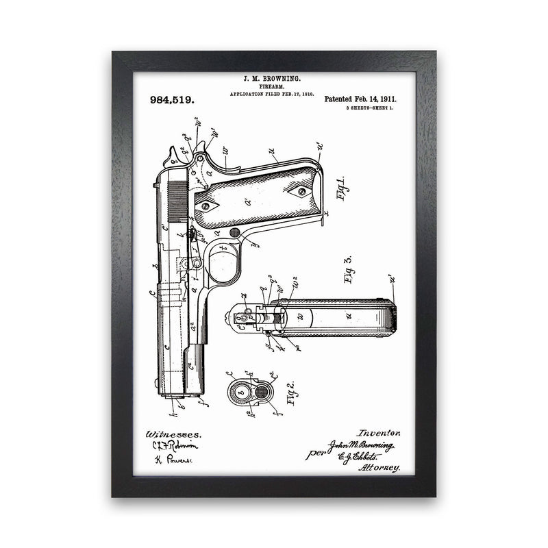 Gun Patent Art Print by Jason Stanley Black Grain