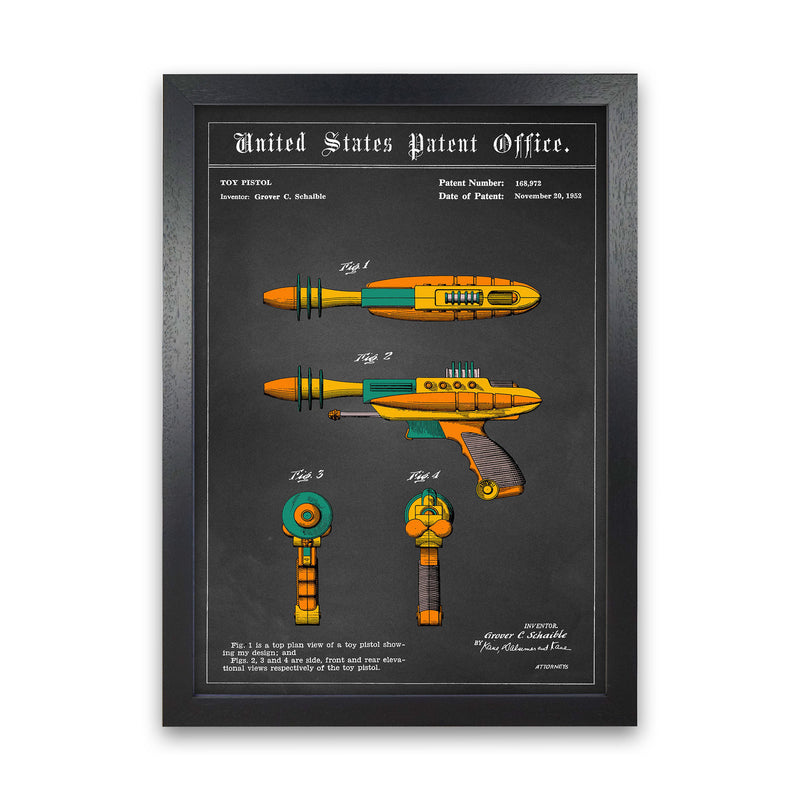 Raygun Art Print by Jason Stanley Black Grain