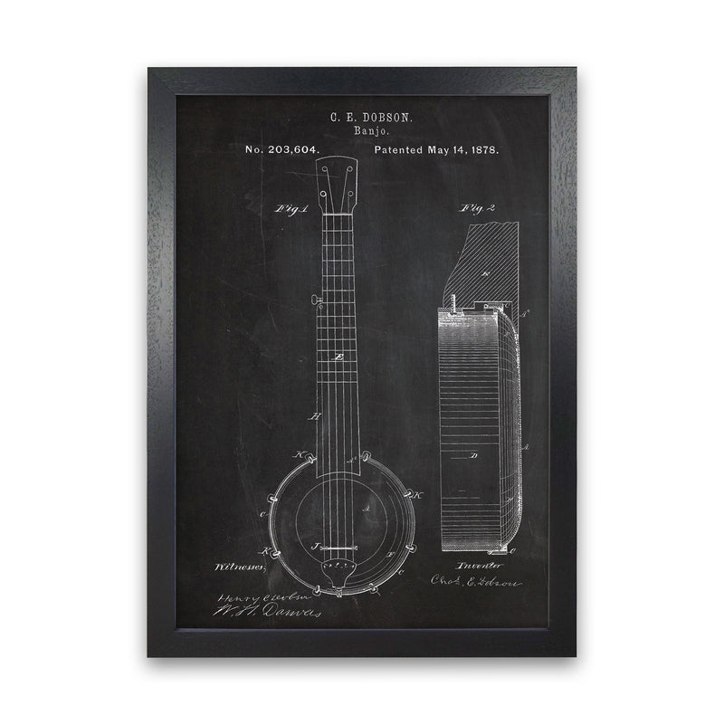 Banjo Patent Art Print by Jason Stanley Black Grain